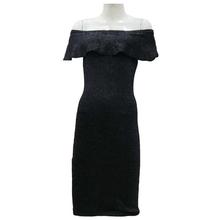 Black Off-Shoulder Glittery Bodycon Dress For Women