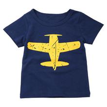 Blue Plane Graphic Print Cotton Blend T Shirt