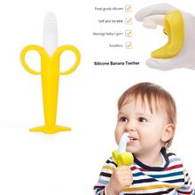 Banana Silicone Training Toothbrush Baby Teething Cleaning Toy Teething Baby Toothbrush Teether