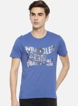 Wrangler Blue Printed Round Neck T-Shirt