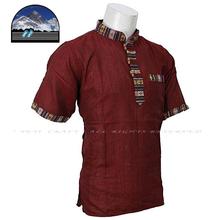 Maroon Half Sleeve Bhutani Kurta Shirt For Men