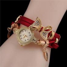 MINHIN Butterfly Retro Bracelet Watches Women Lovely Wedding Quartz Wrist Watches 6 Colors Rhinestone Delicate Female Watches