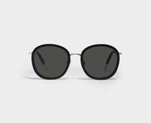 Golden Round Frame Black Shaded Sunglass For woman