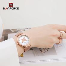 NAVIFORCE NF5018 Elegant Butterfly Pattern Diamond Stainless Steel Mesh Strap Quartz Watch For Women