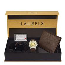 Laurels Analogue Men's Watch Wallet and Belt Combo