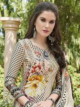 Stylee Lifestyle Beige Satin Printed Dress Material - 2101