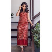 Red Double Layer Kurti With Golden Jari Work For Women