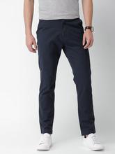 Men Navy Blue Slim Fit Solid Chinos