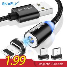 RAXFLY Magnetic Charge For iPhone XS Max XR Cable Magnetic Charger Micro USB Type C Cable Magnet Lightning to USB Charging Wire