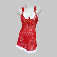 Red/White Floral Lace Design Lingerie With Thong