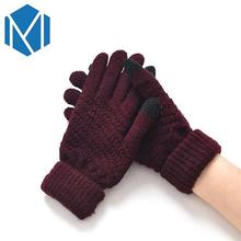 New Knitted Gloves For Women Men Winter Warm Screen Sense Gloves Mittens Wool-Knitting Solid Thick Soft Luvas Plush Guantes