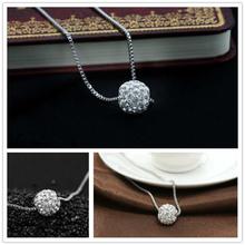 Silver Toned Crystal Rhinestone Pave Disco Ball Pendant Choker Necklace For Women