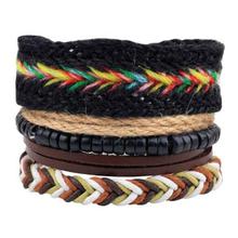 Vintage Punk Wave Multilayer Leather Bracelet Men Fashion