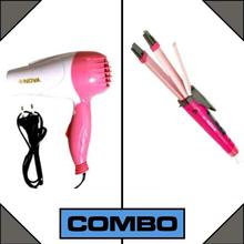 Nova Combo of Hair Care Dryer + Hair Straightener & Curler