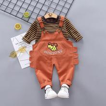 Bib suit_Children's striped long-sleeved two-piece suit