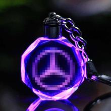 K9 Crystal Car Logo Key Chain Laser Engraved Colorful LED Light Key Ring Glass Keychain Decoration Accessories Pendant Gift