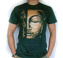 Om Mani Padme Buddha Face Printed Cotton T-shirt for Men