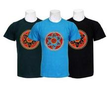 Pack Of 3 Embroidered 100% Cotton T-Shirt For Men-Green/Sky Blue/Black