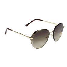 Oval UV Protected Golden Metal Frame Brown Gradient  sunglasses (Unisex)