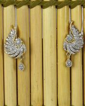 White/Golden Stone Embellished Feather American Daimond (A.D.)Earrings For Women