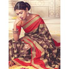 Stylee Lifestyle Brown Banarasi Silk Jacquard Saree (1806)