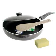 OK Black Non Stick Hard Anodized Fry Pan With Free Spatula And Scrubber  - Small