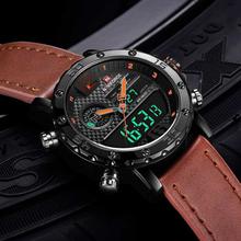 NaviForce NF9134 Dual Time Digital Analog Watch for Men - Brown