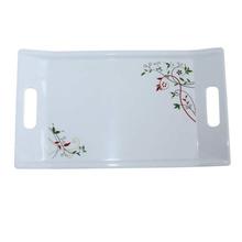 White Floral 12" x 7" Melamine Tray - T-333