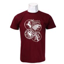 Wosa - Maroon Round Neck Game of Thrones Print Half Sleeve Tshirt for Men