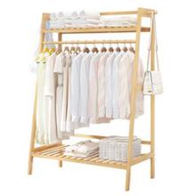 Bamboo Garment Coat Clothes Hanging Heavy Duty Rack With Top Shelf