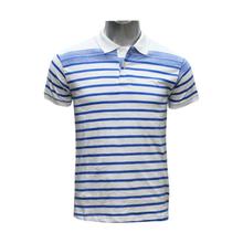 White/Blue Striped Short Sleeve Polo T-Shirt For Men