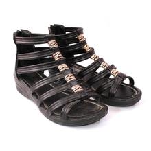 Golden V-Strap Sandals With Golden Details For Women