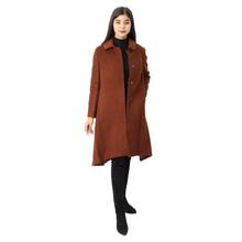 Buttoned Designed Solid Long Coat For Women