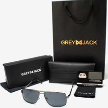 GREY JACK Gun/Black Framed Polarized Classic Square Aviator Sunglasses (Unisex)