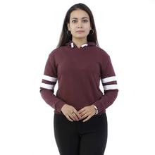 Cotton Striped Sleeves Hoodie For Women