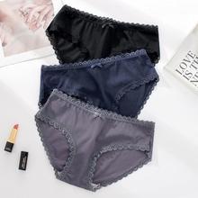 Bow panties _ ice silk panties women's low waist briefs lace