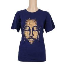 Buddha Printed 100% Cotton T-Shirt For Women- Dark Blue