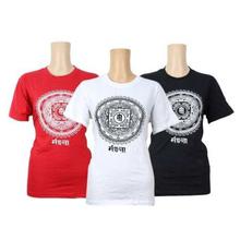 Pack Of 3 Mandala Printed 100% Cotton T-Shirt For Women- Red/White/Black