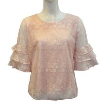 Baby Pink Floral Net Shiny Top For Women