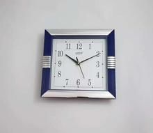 Lotus Quartz Blue and Silver Square Analog Wall clock-Model 7519