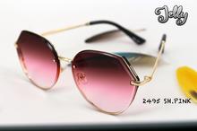 GREY JACK Peach color Lens With Gold Metal Frame Sunglasses For Women & Men