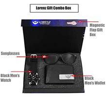 LORENZ Black Men's Watch, Black Wallet & Black Sunglasses