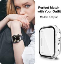 CoteetCi Apple Watch Series 7 41mm Case Hard PC Case with Built-in Tempered Glass Screen Protector 360° Full Body Protection
