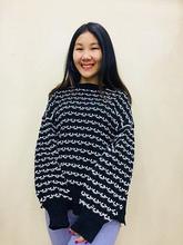 Womens Black and White Stripes Sweater
