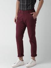 Men Maroon Slim Fit Solid Chinos