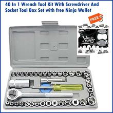 40 In 1 Wrench Tool Kit With Screwdriver And Socket Tool Box Set with free Ninja Wallet