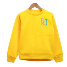 Yellow Cotton Round Neck Sweatshirt For Boys