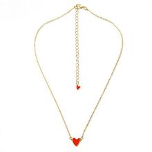 Red Heart Shape Graceful Gold-Plated Chain Necklace