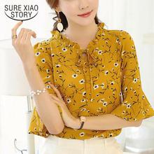 2017 new  fashion Korean chiffon casual female shirt Round