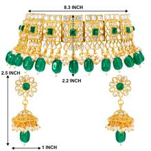 Aheli Indian Traditional Jewellery Green Kundan Choker Necklace Earring Jewellery Set for Women